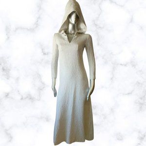 Vintage 70s Winter Silver Sparkly Hooded Dress